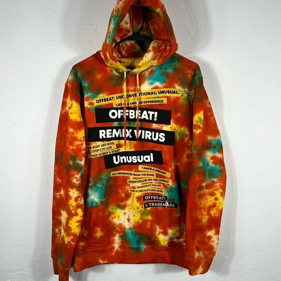 🔥 OFFBEAT Designer Streetwear RARE Tie-Dye HOODIE Sweatshirt Men Sz Medium - EU - Picture 1 of 10